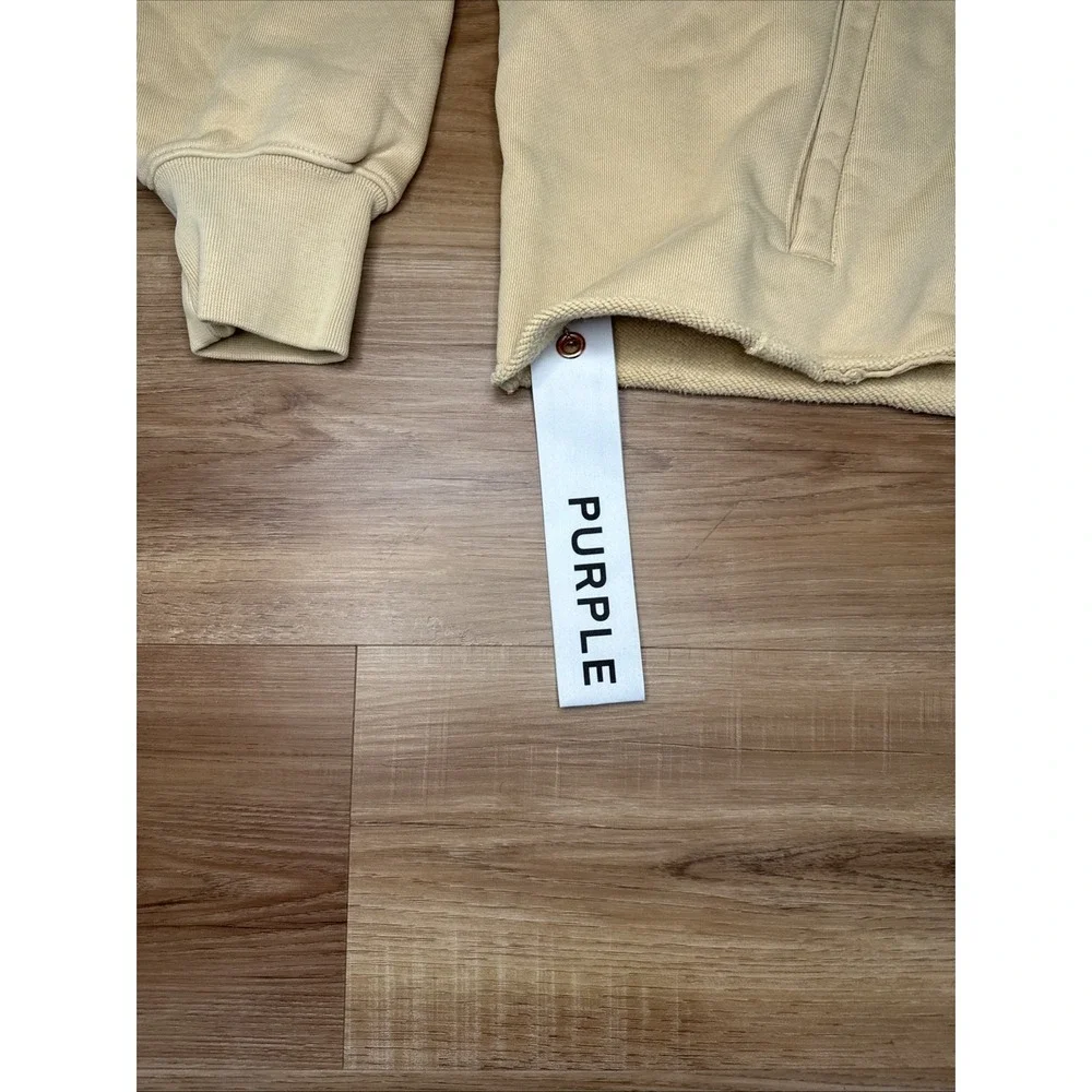 Purple Brand Oversized Fleece Graphic Hoodie‎ Ecru Small NWT
